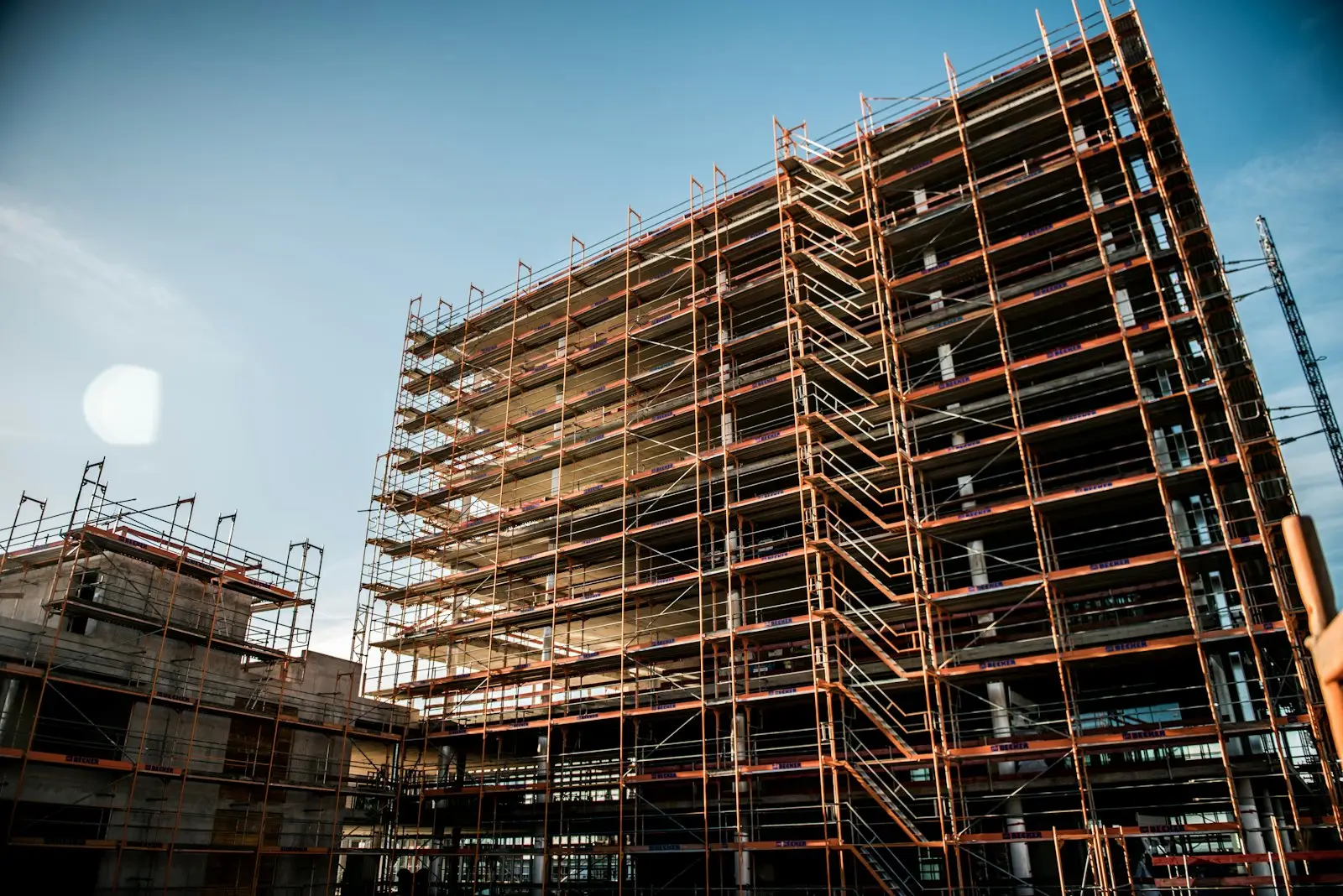 A large building fully scaffolded
